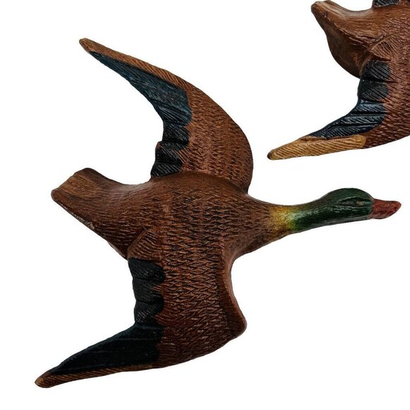 Vintage Wall Decor Geese In Flight by Syroco MCM USA Faux Wood Grain Small - Picture 3 of 10